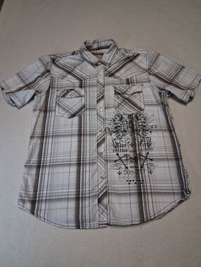 Machine 1971 Grunge Western Men's Plaid Short-Sleeve Button-Down Shirt